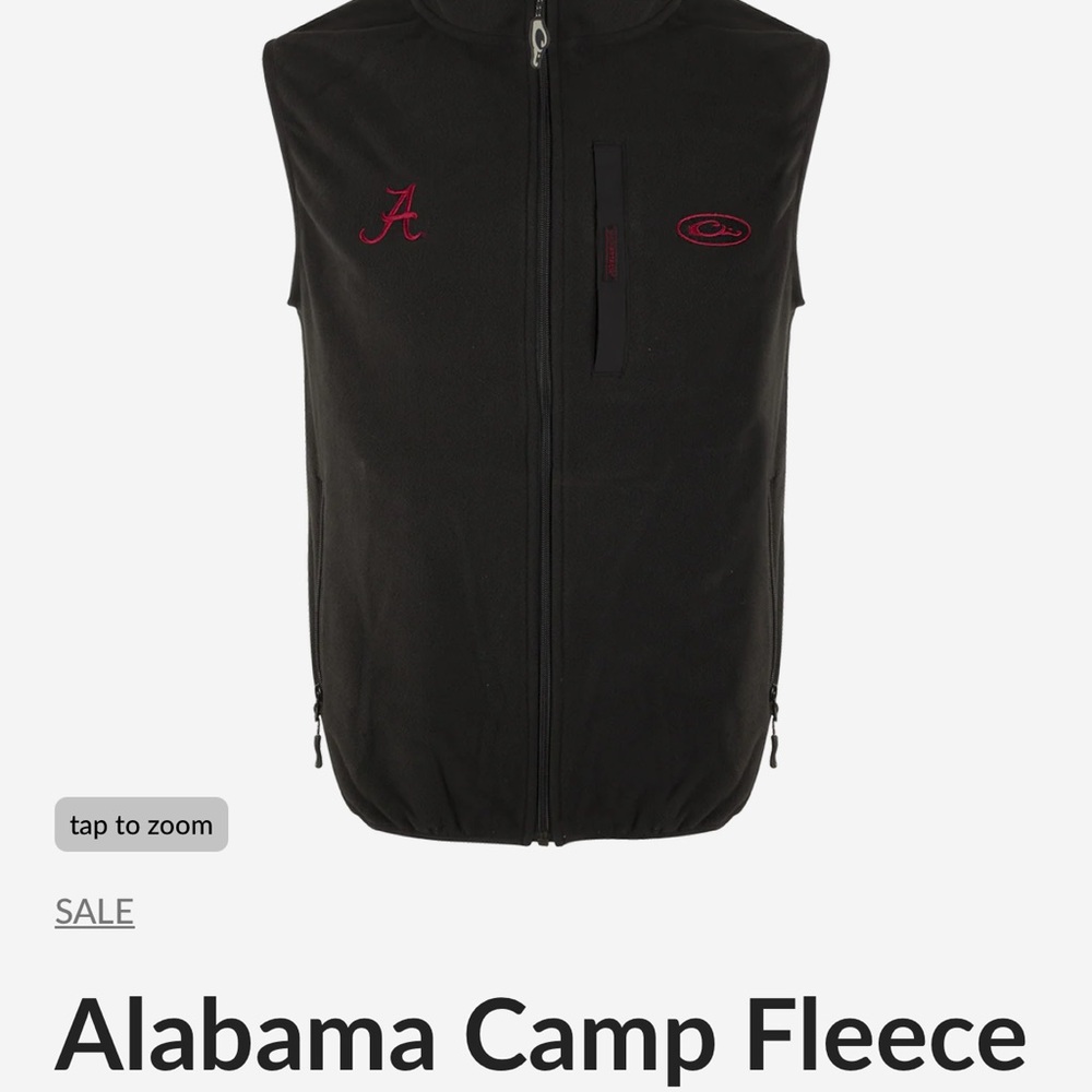 Alabama Camp Fleece Vest - Black with Crimson Accents